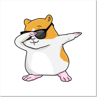 Cool hamster at dabbing with sunglasses Posters and Art